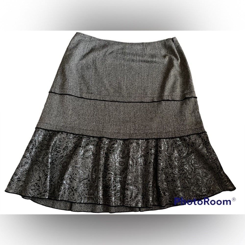 Conrad C Collection Skirt Tweed Animal Print Gray Skirt Sz 16
